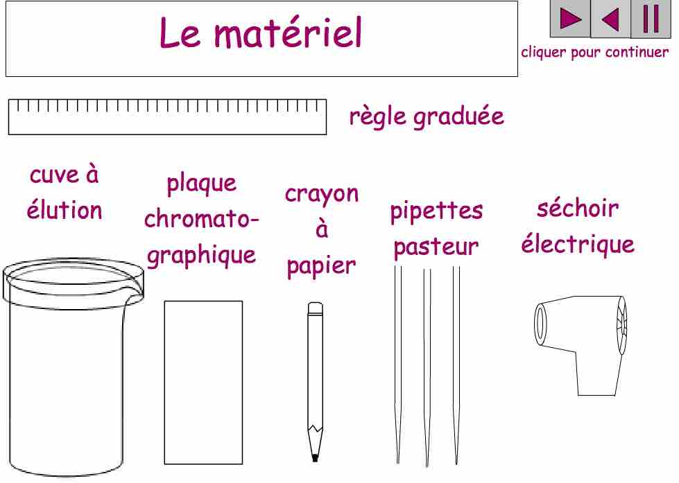 Illustration de l’animation sur la chromatographie sur couche mince proposée par le site web Itaride