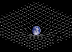 Illustration de la Terre qui déforme l'espace-temps