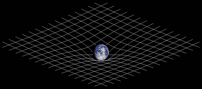 La Terre déformant l'espace-temps