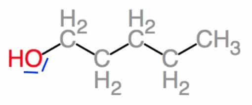 Formule de Lewis d'une molécule organique de pentanol