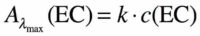 Formule de l'absorbance : A = k fois C
