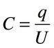 Formule de la capacité en fonction de la charge électrique q et de sa tension U